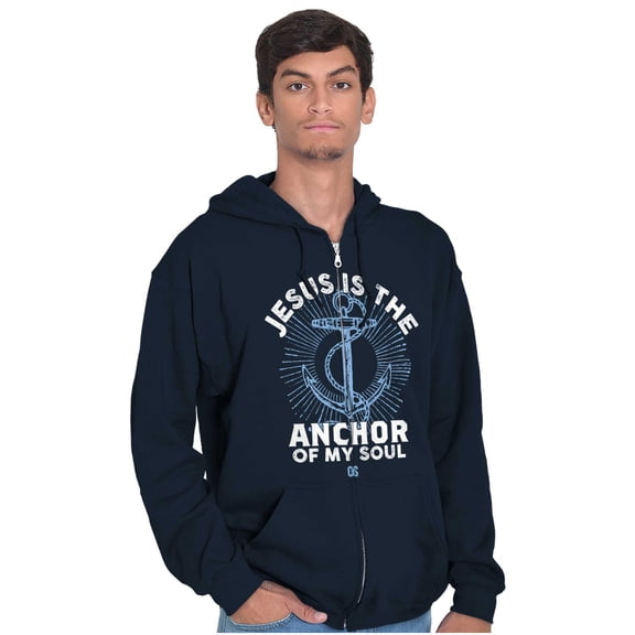 Jesus is the Anchor of My Soul Unisex Fleece Graphic Zip Up Hoodie Brisco Brands 2X