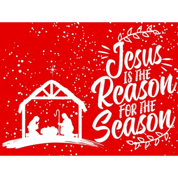 Jesus is the Reason Christmas Yard Sign - Red - 18X24" with Stake - Fast Free Shipping!