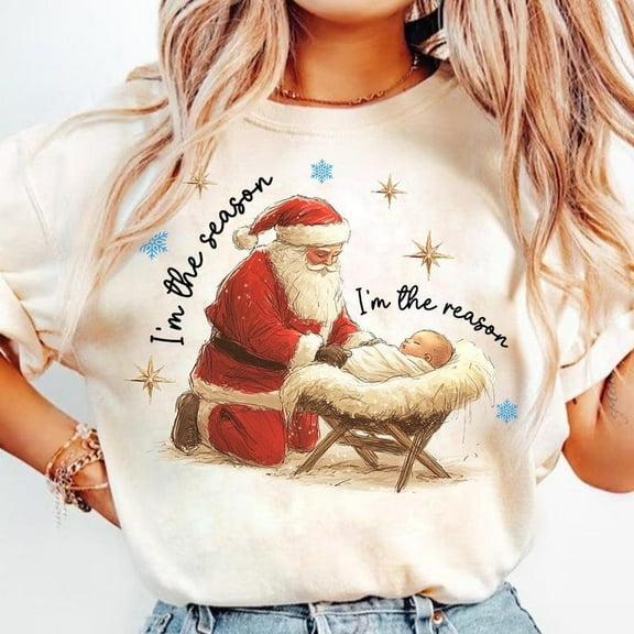 Jesus is the Reason for the Season Shirt, Christmas Jesus Shirt, Santa and Jesus Christmas Tee, Christmas Season Shirt