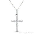 thumbnail image 1 of Jesus on Crucifix Catholic Latin Cross & Chain Necklace in .925 Sterling Silver w/ Rhodium, 1 of 1