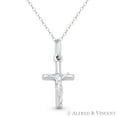 thumbnail image 1 of Jesus on Crucifix Catholic Latin Cross & Chain Necklace in .925 Sterling Silver w/ Rhodium, 1 of 1