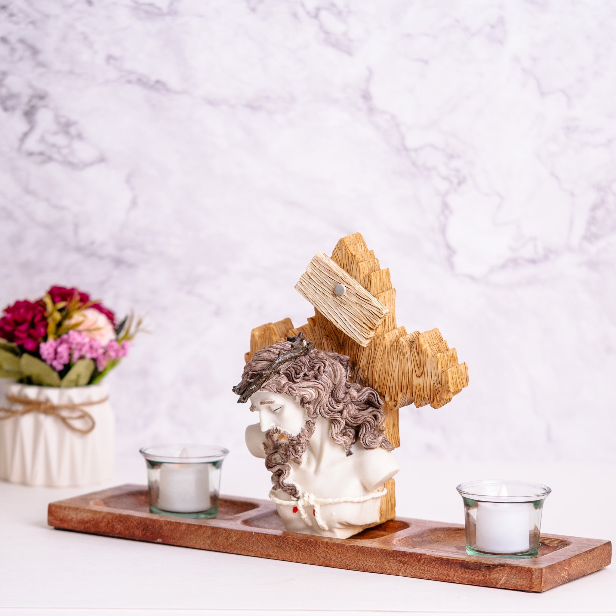 Jesus on cross statue, altar, home decor, christianity, god idol, god