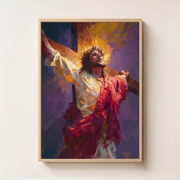 Jesus on the Cross Wall Art Faith Based Christian Print, Unframed Paper Poster 8x10in