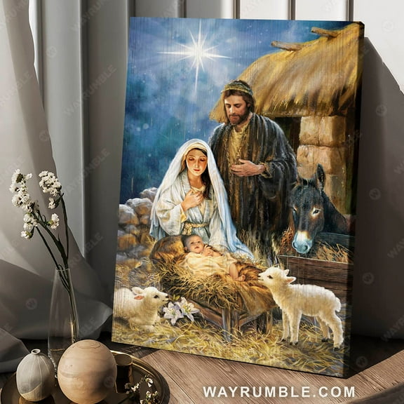 Jesus painting, Dear Maria, Baby was born in Christmas night - Jesus Portrait poster Prints, Wall Art, UNFRAMED-8x12