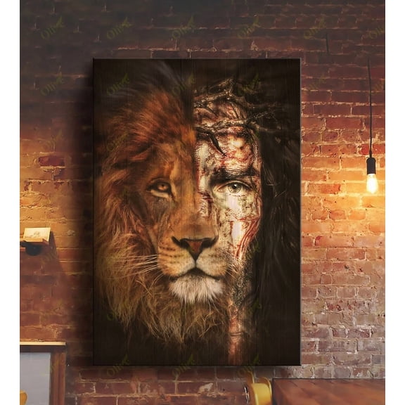 Jesus painting The lion of Judah The perfect combination Warm color version Jesus Portrait poster Prints Christian Wall Art