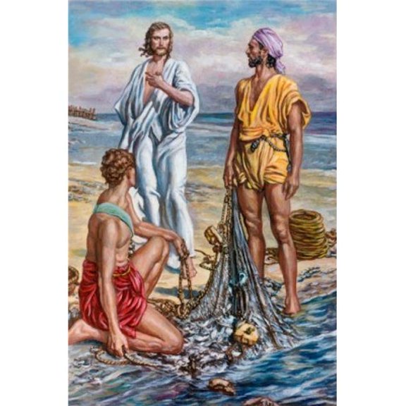 Jesus & the Fishermen Fortunino Matania B.1881 Italian Poster Print - 18 x 24 in.