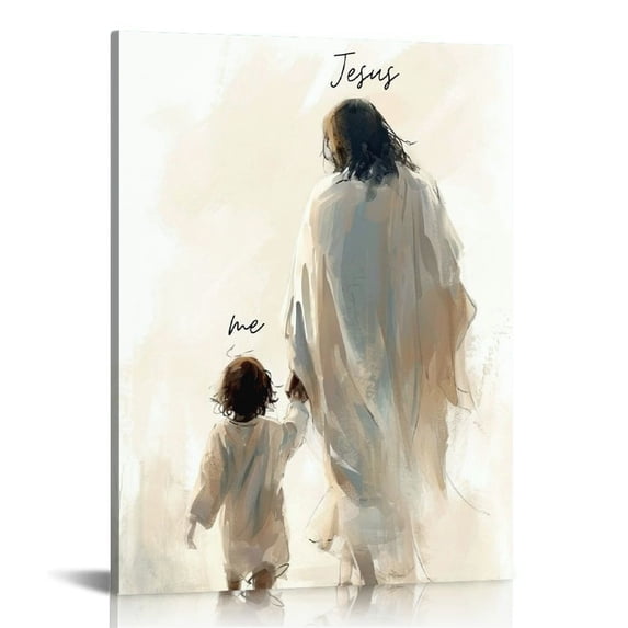 Jesus wall art decor Christian wall art,Jesus and Me Canvas Easter Wall Art Print, Christian Wall Decor Painting, Religion Bible Pictures Posters Prints for Church Prayer Room Living Room Home Framed
