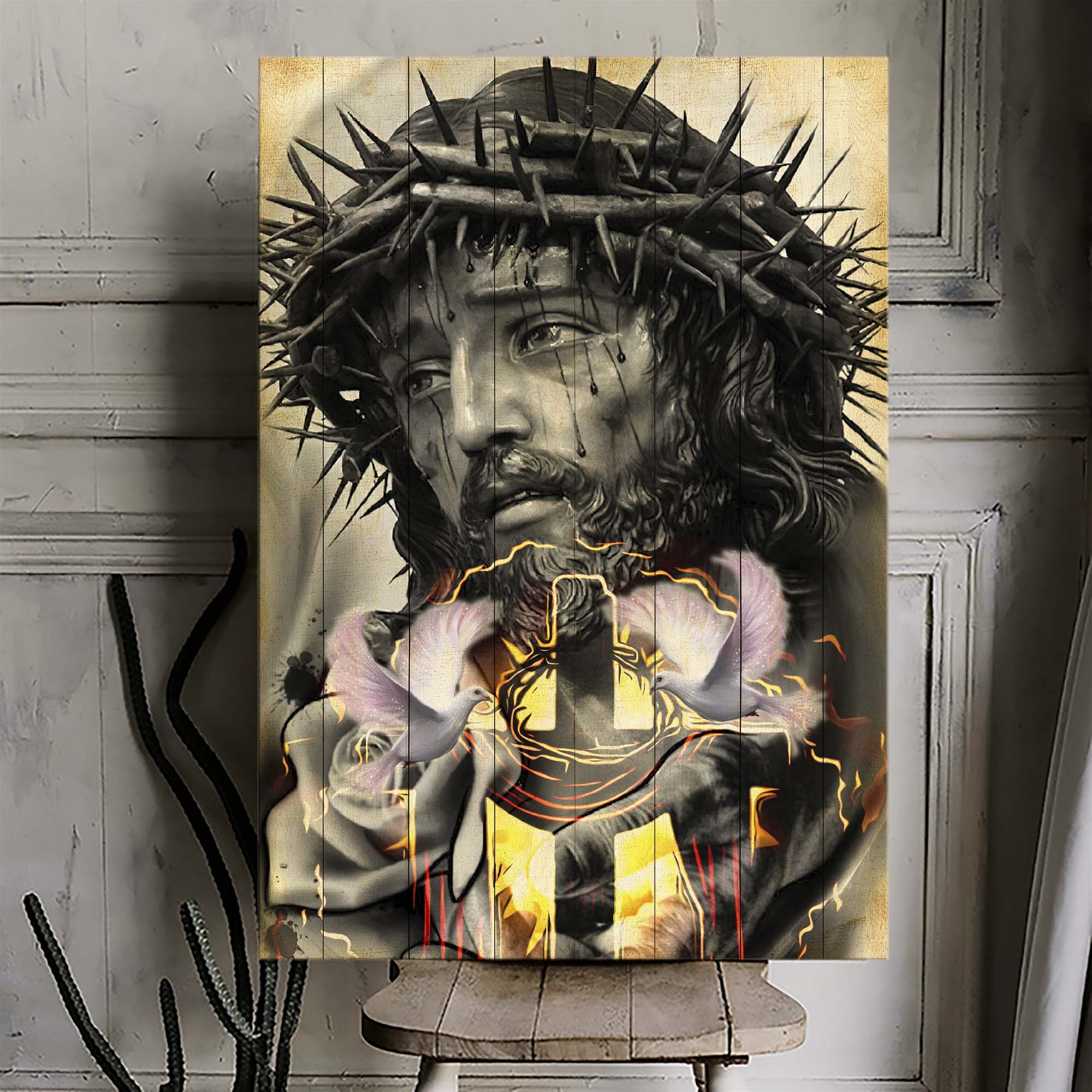 Jesus with Crown of Thorns Canvas Wall Art – Powerful Christian Decor ...