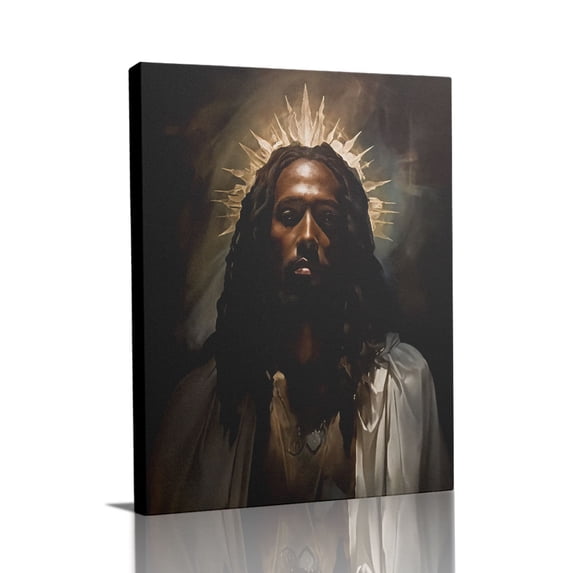 “Jesus with Golden Crown of Thorns (Sacred Tone)” Spiritual Canvas Wall Art Ready to Hang for Living Room and Bedroom