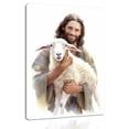 thumbnail image 1 of Jesus with Lamb Canvas Wall Art - Religious Inspirational Home Decor Frame, 1 of 8