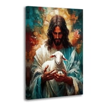 Jesus-with-Lamb Painting On Canvas Wall Art Poster Scroll Picture Print Living Room Walls Decor Home Posters 24x36inch(60x90cm)