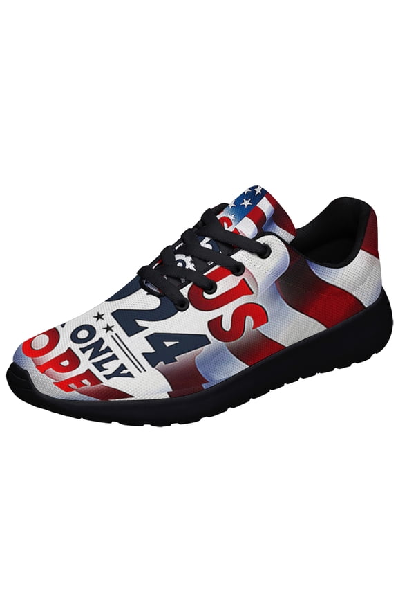 Jesus2024 Our Only Hope American flag Shoes Sneakers Black Size 11.5