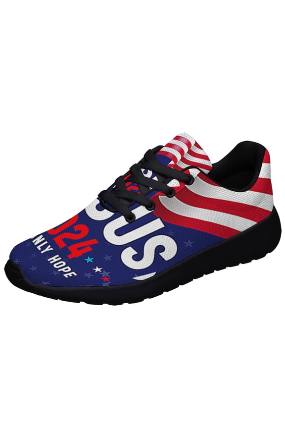 Jesus2024 Our Only Hope American flag Shoes Sneakers Black Size 9.5