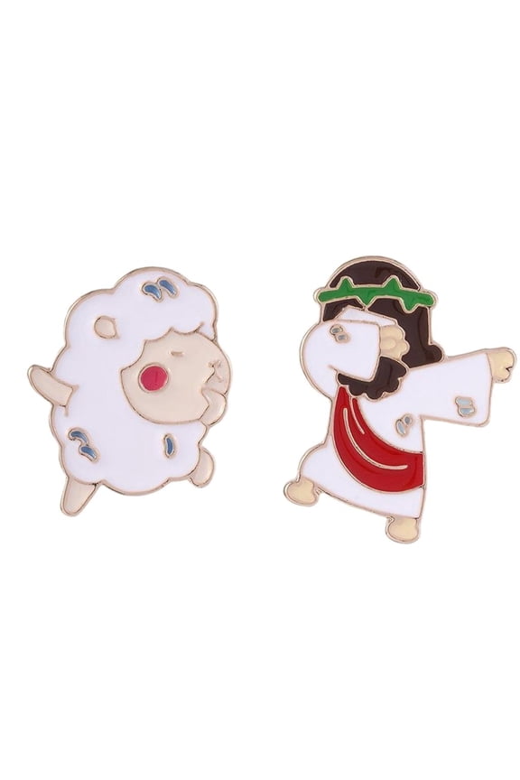 Jesuses Messiah Enameled Brooch Lapel Badges,Sheep Enameled Pin,Funny Button Pins Jewelry for Backpack Cloths Jackets