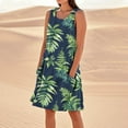 thumbnail image 1 of Jesvior Tshirt Dress Women Crew Neck Solid Knee Length Sleeveless Beach Floral Cotton Linen Dress Cotton Linen Dress Casual Loose Beach Vacation Clothes, 1 of 5