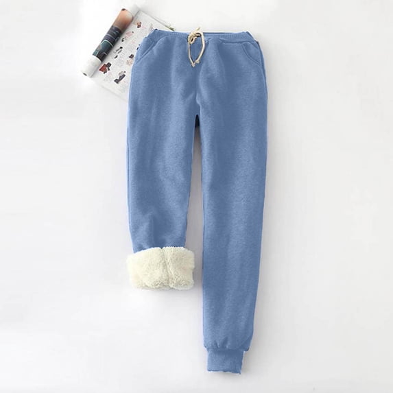 Jesvior Women'S Fleece Lined Casual Pants with Pockets Elastic Waist Bandage Leggings Warm Cozy Trousers for Fall Winter