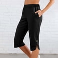thumbnail image 1 of Jesvior Women'S High Waisted Elastic Waist Capri Pants Casual Solid Casual Pants Side Pockets Drawstring Summer Cropped Trousers for Lounge Beach, 1 of 1