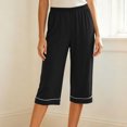 thumbnail image 1 of Jesvior Women'S High Waisted Wide Leg Cropped Pants Casual Straight Leg Lounge Trousers Knit Elastic Waist Soft Pajama Style Pants for Summer, 1 of 7
