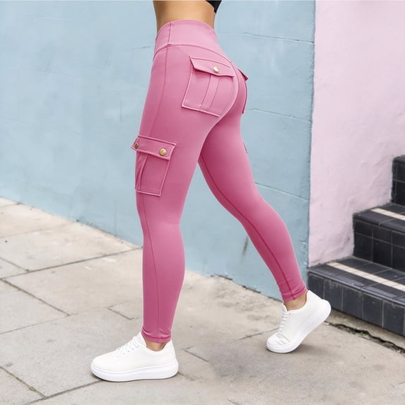 Jesvior Plus Size Women's High Waisted Cargo Yoga Leggings with Pockets Tummy Control Stretch Workout Leggings Running Athletic Gym Activewear