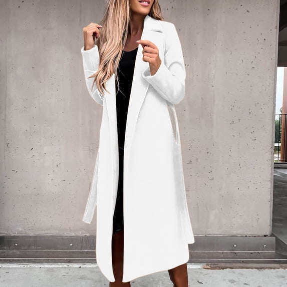 Jesvior Women'S Long Sleeve Cardigan Coat Suit Collar Solid Button Down Overcoat Casual Windbreaker Jacket with Pockets for Daily Party