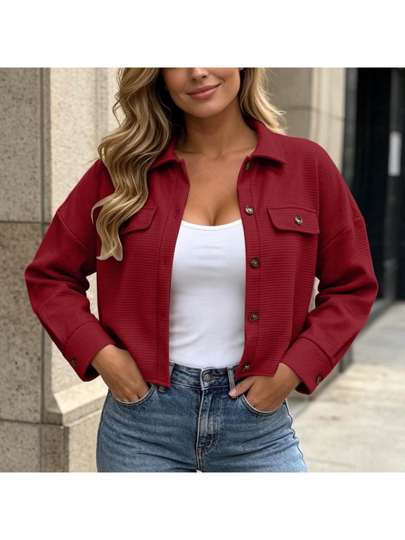 Women's Casual Mid-Length Button Front Coat Long Sleeve Lapel Collar Solid Color Outerwear for Weekend Errands and Coffee Shop Strolls