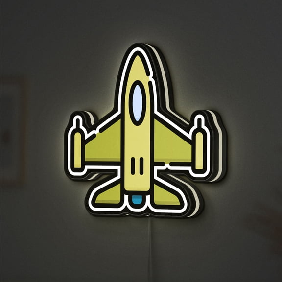 Jet 3D Novelty Light Box, Fighter Aircraft Wall Art, Military Airplane Decor for Aviation Fans (Width 16 inch, 40cm)