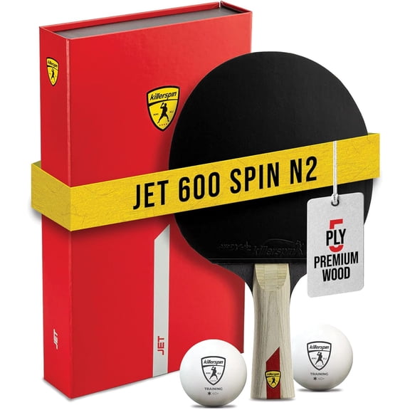 Jet 600 Spin N2 Ping Pong Racket Advanced Table Tennis Racket, 5 Layer Wood Blade, Nitrx-4Z Rubbers, Flared Handle
