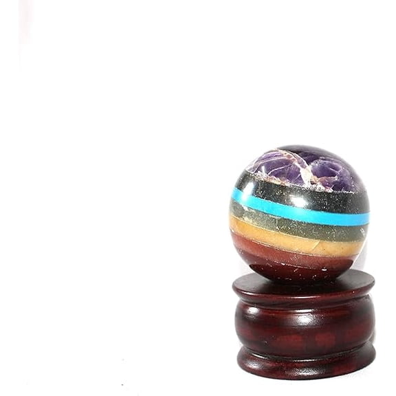Jet 7 Chakra Bonded Crystal Sphere Massage Ball Divine Spiritual Gemstone Ball Approx 2 in