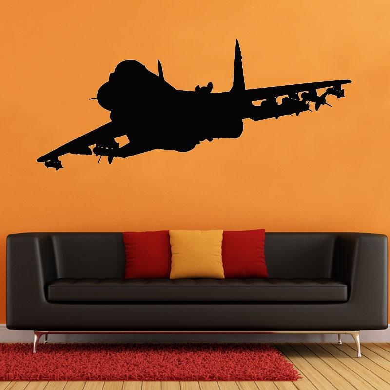 Jet Airplane Wall Sticker Aircraft Air Military Plane Vinyl Decal Home ...