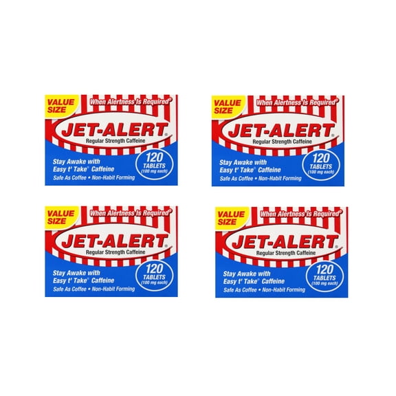 Jet-Alert 100 MG Each Caffeine Tab 120 Count (Pack of 4)