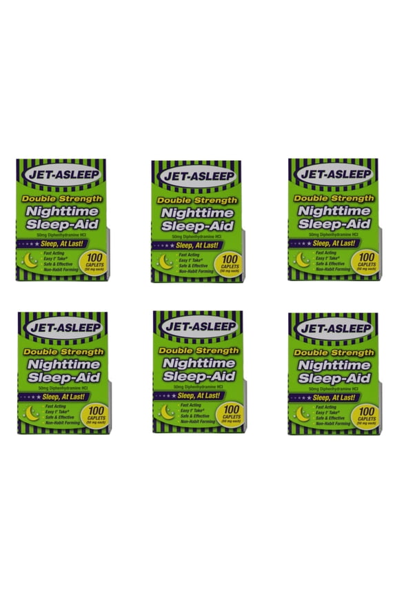 Double Strength Nighttime Sleep-Aid Caplets, 100 Ea, 6 Pack