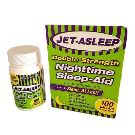 Jet-Asleep Double Strength Nighttime Sleep-Aid Caplets, 100 Ea