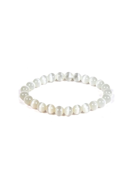 Jet Selenite Beads Bracelet, White, 1 Pack