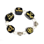 Jet Beautiful Black Jasper 5 Elements Stretch Crystal Bracelet Gemstone Semiprecious Natural Genuine Healing Energy Metaphysical