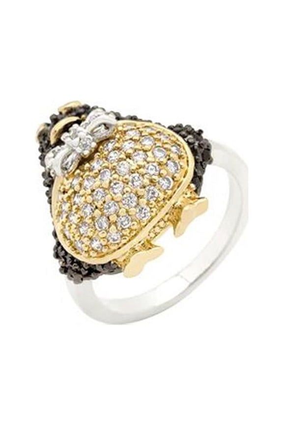 Jet Black CZ Penguin Ring, Size : 05