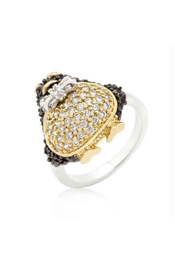 Jet Black CZ Penguin Ring, Size : 10