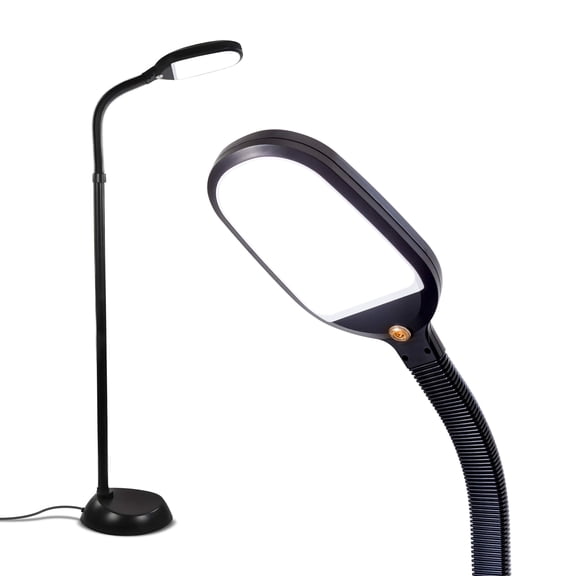 Jet Black LED Floor Reading Lamp for Crafts, Lash Extensions, and Home Office Use
