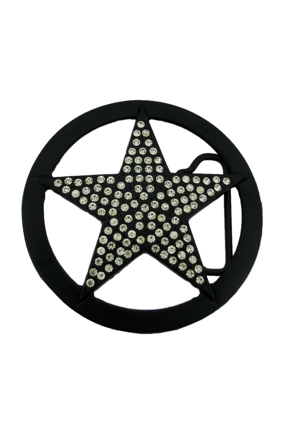 Jet Black Lone Texas Star Bling Rhinestones Cowgirls Rodeo Texans Belt Buckle Metal Fashion Costume
