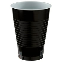 Jet Black Plastic Cups | 12 oz. | Pack of 20 | Party Supply