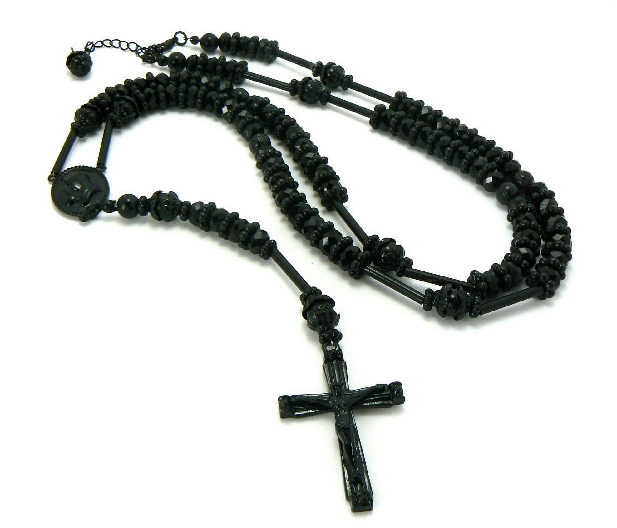 Jet Black Praying Hands Jesus Cross Pendant 39