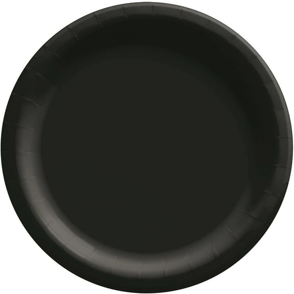 Jet Black Round Paper Plates - 10" (50 Pc) - Perfect for Parties, Picnics, & Everyday Meals