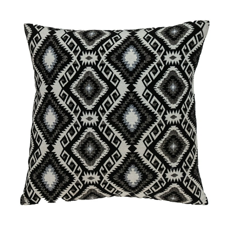 Jet Black And White Geo Throw Pillow Jet Black And White Geo Throw Pillow