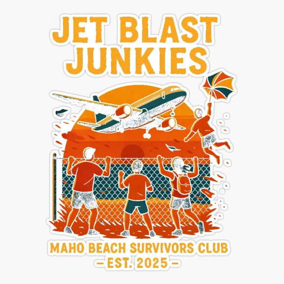 Jet Blast Junkies Maho Beach Club Art Sticker