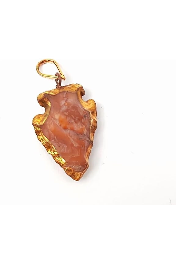 Jet Carnelian Arrowhead Pendant, Gold Plated, Approx 1 inch, Creativity Spiritual Balancing Chakra Decor Agate Reiki Pendant Healing Crystal