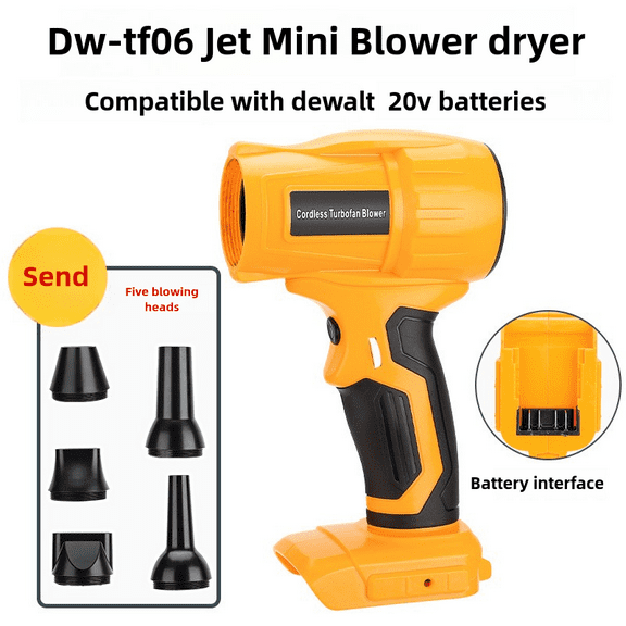 Jet Dry Mini Blower,Jet Fan 96000 RPM Wind Speed Control Compatible with Dewalt 20V Bosch Makita Ryobi Milwaukee Lithium BatterySuper Jet Fan Blower for Drying, Cleaning