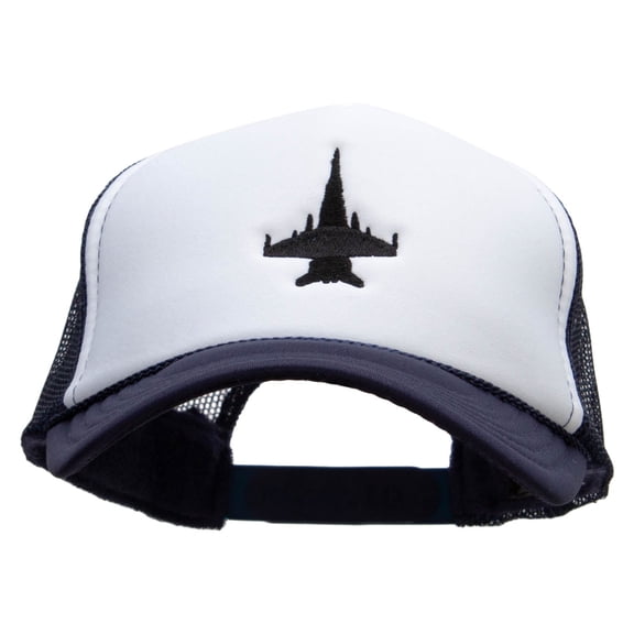 Jet Embroidered Foam Panel Mesh Snapback - Navy White OSFM