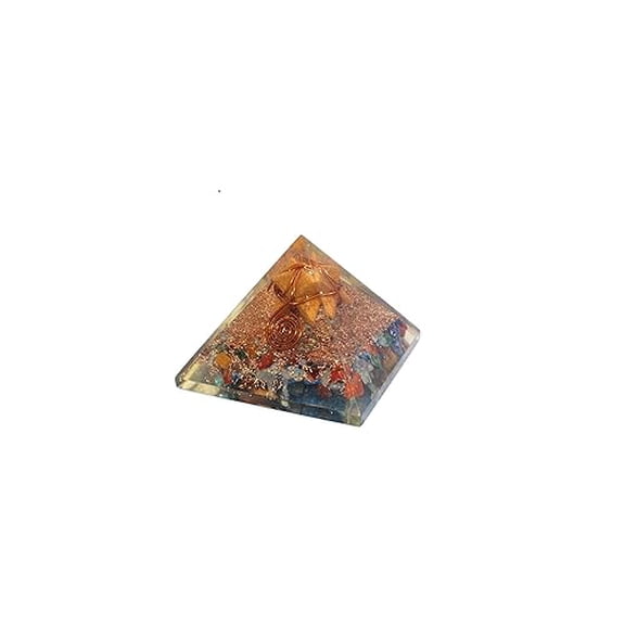 Jet Energized Handmade Yellow Jade Orgone Merkaba Pyramid Approx. 2.5 Inch Inspire Eagerness Good Fortune Confidence Good Luck Energy Enhancer