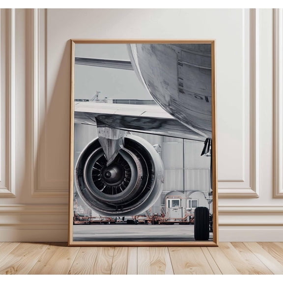 Jet Engine Photography Modern Aviation Mechanical Wall Decor Art Unframed Paper Print