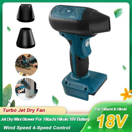 Jet Fan Mini Blower,130000 RPM Cordless Air Duster Comaptible with Hitachi & Hikoki 18V Batteries with 4-Speed Control for Car Dust Cleaning, Outdoors BBQ Leaf Cleaning, Sofa's Pet Hair Cleaning