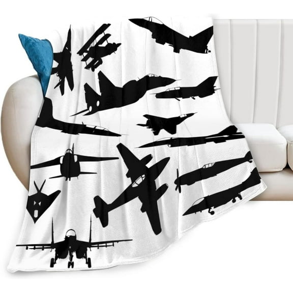 Jet Fighter Airplane Soft Throw Blanket All Season Microplush Thick Warm Blankets Tufted Fuzzy Flannel Throws Blanket for Bed Sofa Couch 60"x50"